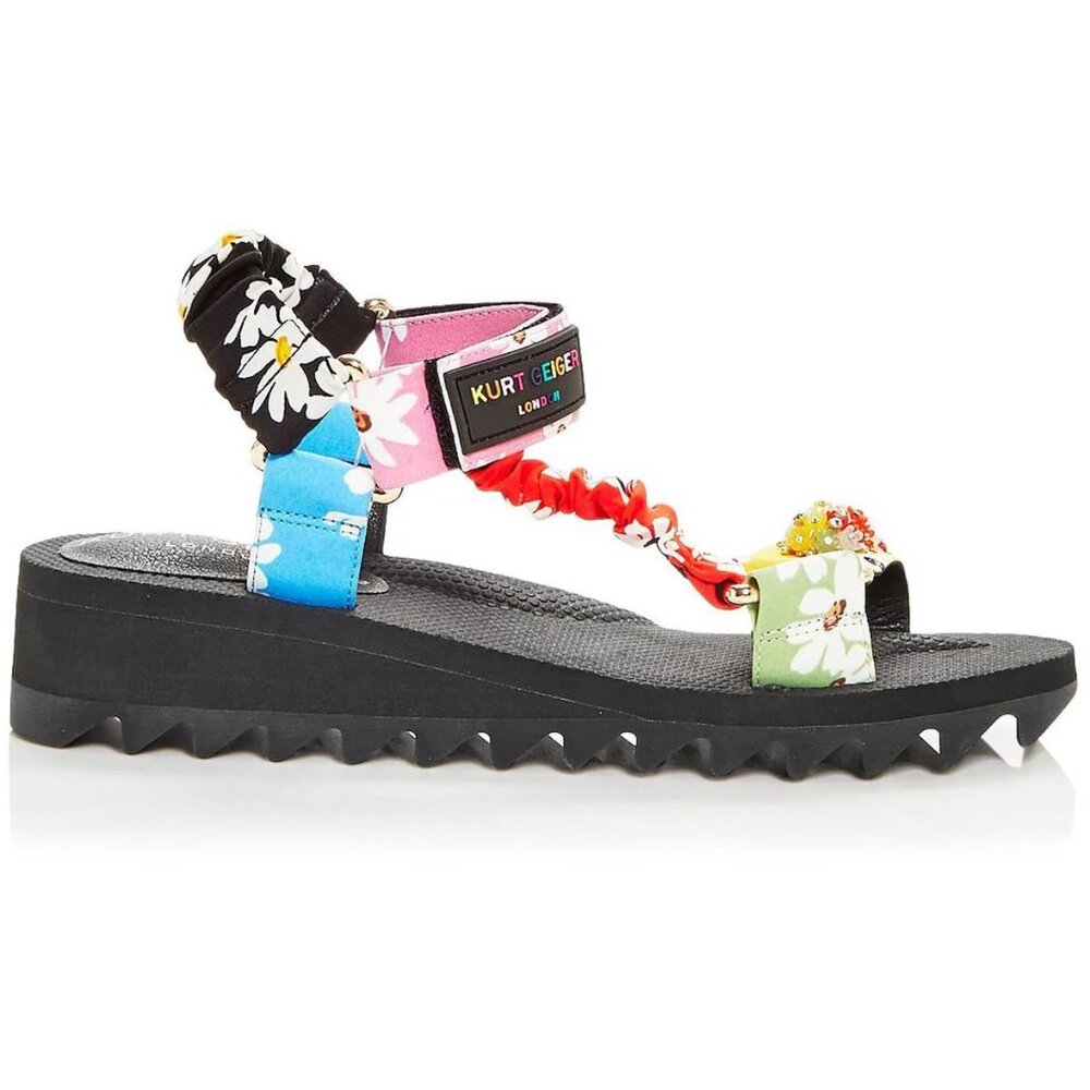 NEW Kurt Geiger London Women's Orion Embellished Floral Wedge Open Toe Sandals - Picture 5 of 7